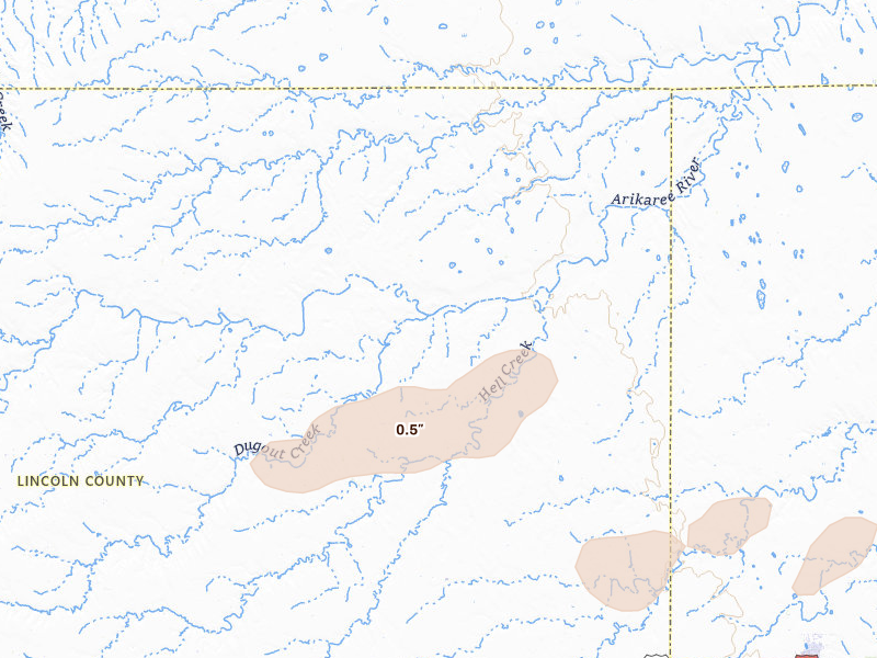 Radar-estimated hail-size map of the storm over Arriba, CO on Jun 20, 2026