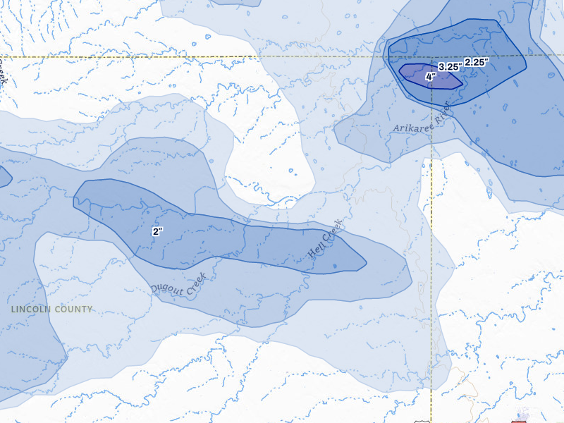 NEXRAD radar-signature map of the hail storm over Arriba, CO on Jul 3, 2026