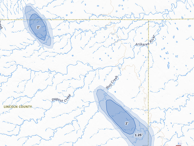 NEXRAD radar-signature map of the hail storm over Arriba, CO on Jul 23, 2026