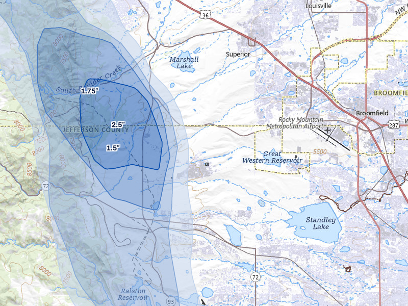 NEXRAD radar-signature map of the hail storm over Arvada, CO on Jul 24, 2026