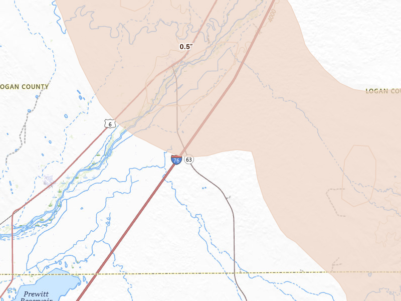Radar-estimated hail-size map of the storm over Atwood, CO on May 9, 2026