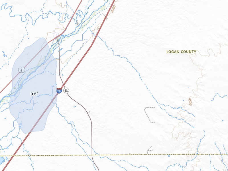 NEXRAD radar-signature map of the hail storm over Atwood, CO on Jul 8, 2026