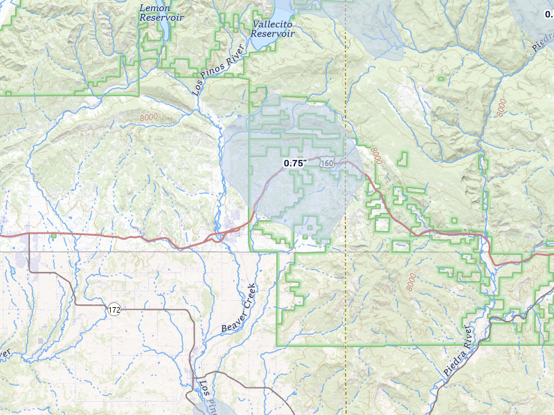NEXRAD radar-signature map of the hail storm over Bayfield, CO on Jul 8, 2026