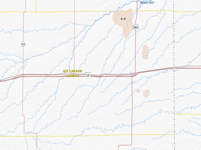 Radar-estimated hail-size map of the storm over Bethune, CO on May 9, 2026