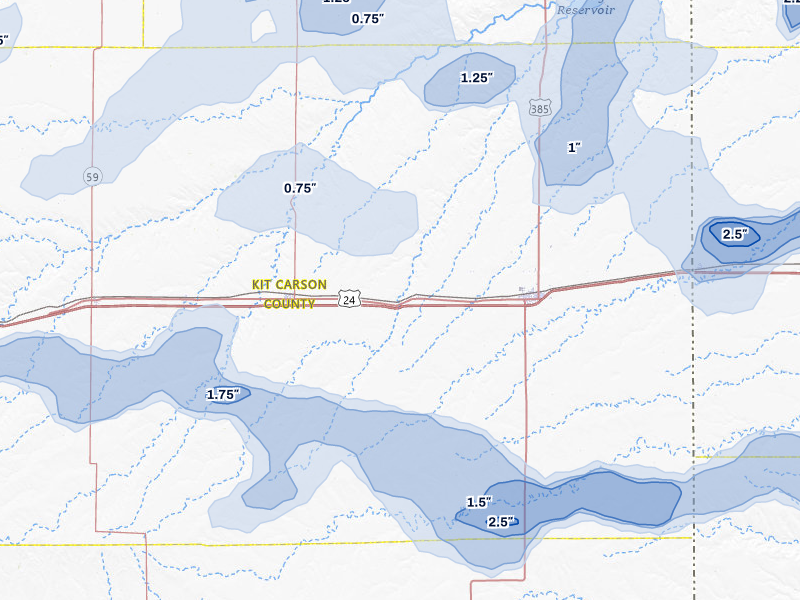 NEXRAD radar-signature map of the hail storm over Bethune, CO on May 16, 2026
