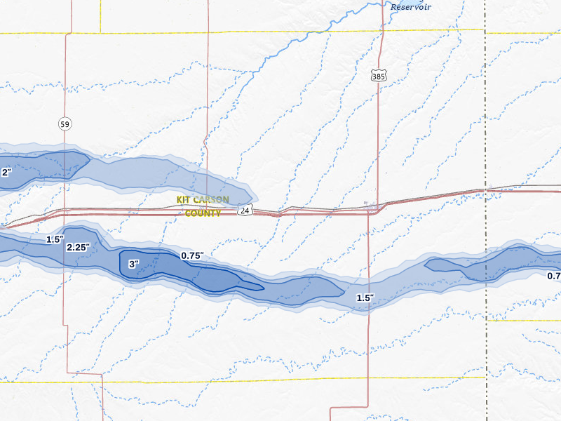 NEXRAD radar-signature map of the hail storm over Bethune, CO on May 17, 2026