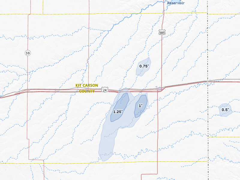 NEXRAD radar-signature map of the hail storm over Bethune, CO on May 31, 2026
