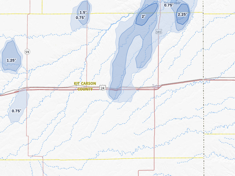 NEXRAD radar-signature map of the hail storm over Bethune, CO on Jun 30, 2026