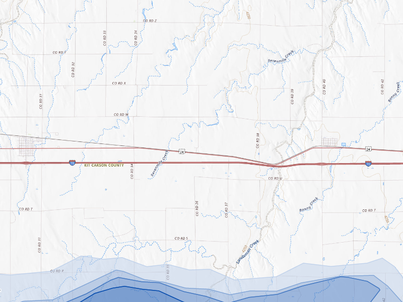 NEXRAD radar-signature map of the hail storm over Bethune, CO on Sep 19, 2026