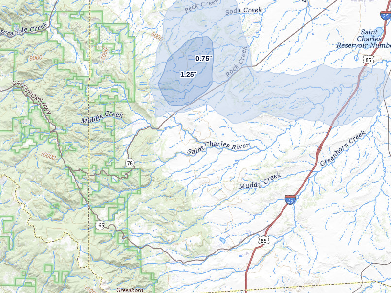 NEXRAD radar-signature map of the hail storm over Beulah, CO on Aug 15, 2026