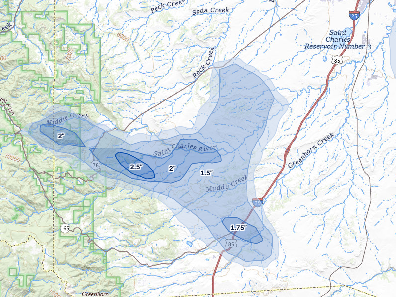 NEXRAD radar-signature map of the hail storm over Beulah, CO on Aug 16, 2026