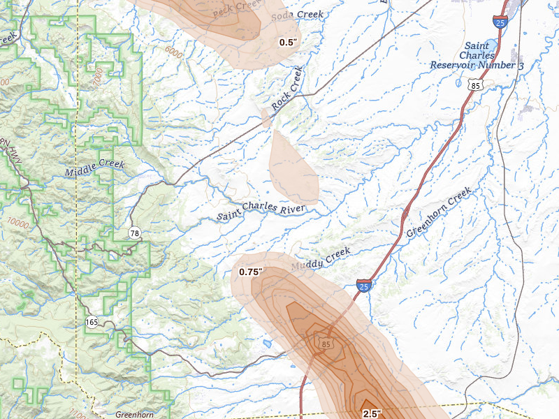 Radar-estimated hail-size map of the storm over Beulah, CO