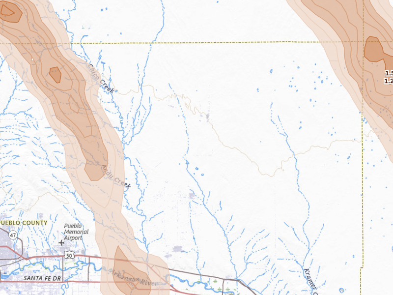 Radar-estimated hail-size map of the storm over Boone, CO