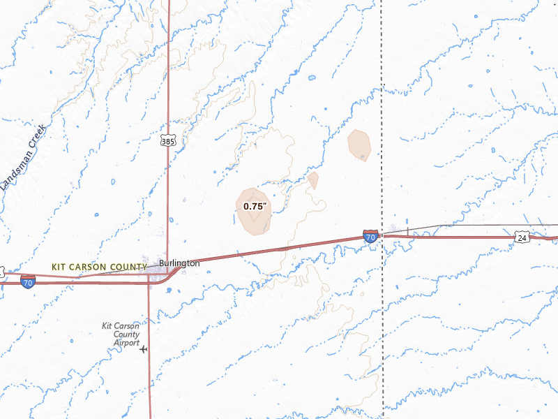Radar-estimated hail-size map of the storm over Burlington, CO on Jan 26, 2026