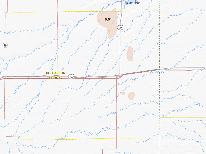 Radar-estimated hail-size map of the storm over Burlington, CO on May 9, 2026