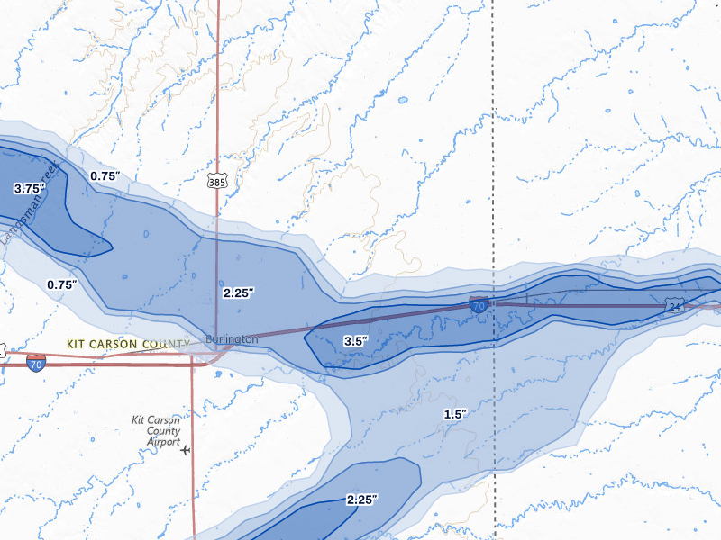 NEXRAD radar-signature map of the hail storm over Burlington, CO on Jun 8, 2026