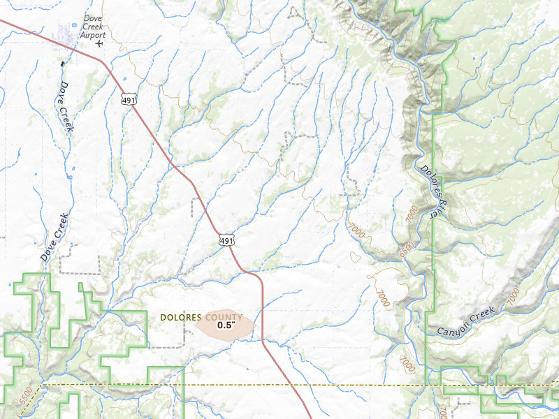 Radar-estimated hail-size map of the storm over Cahone, CO on Jul 18, 2026