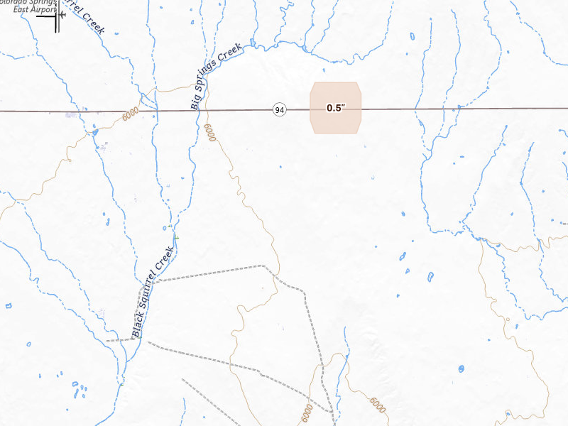 Radar-estimated hail-size map of the storm over Calhan, CO