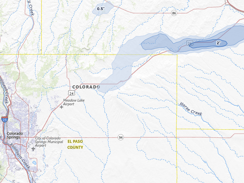 NEXRAD radar-signature map of the hail storm over Calhan, CO on May 16, 2026