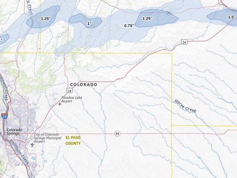 NEXRAD radar-signature map of the hail storm over Calhan, CO on May 17, 2026
