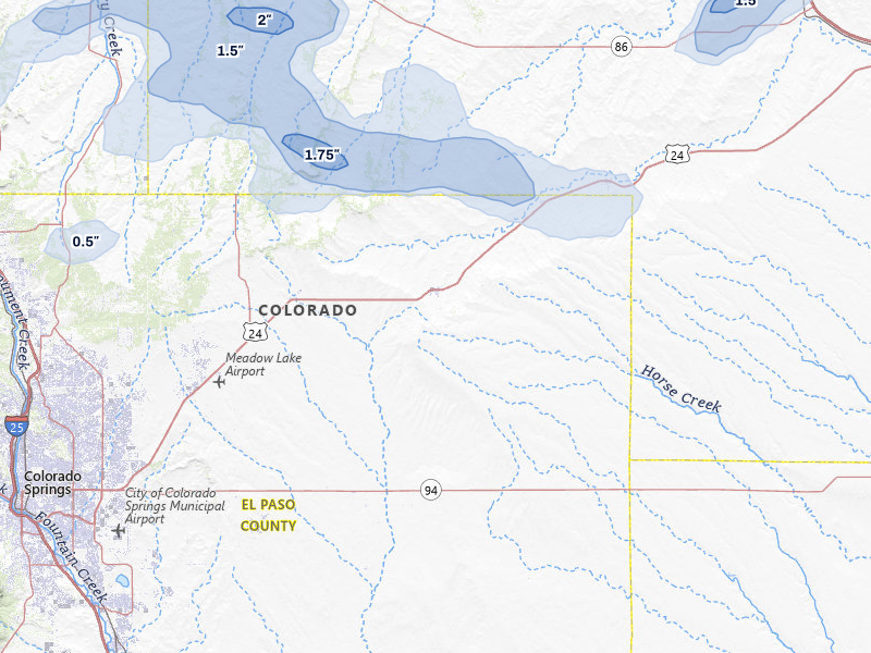 NEXRAD radar-signature map of the hail storm over Calhan, CO on Jun 26, 2026