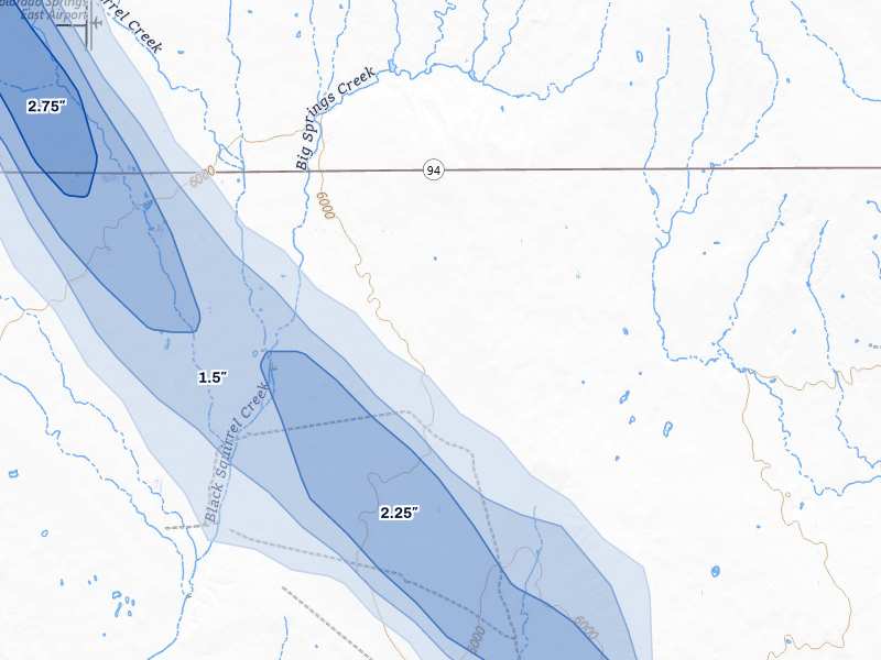 NEXRAD radar-signature map of the hail storm over Calhan, CO on Jul 31, 2026