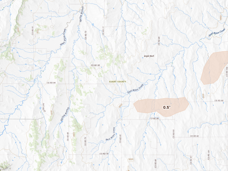 Radar-estimated hail-size map of the storm over Calhan, CO