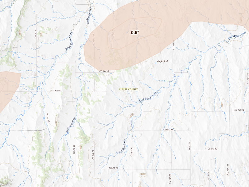 Radar-estimated hail-size map of the storm over Calhan, CO