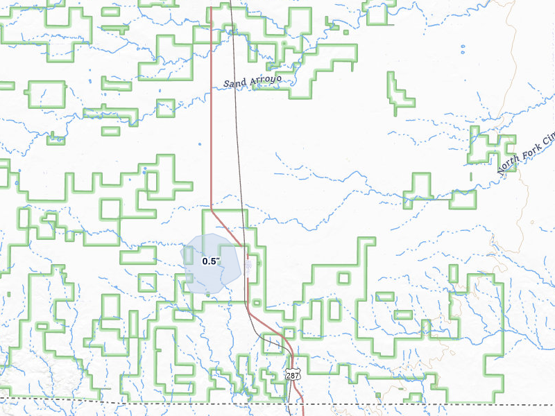 NEXRAD radar-signature map of the hail storm over Campo, CO on Jul 30, 2026