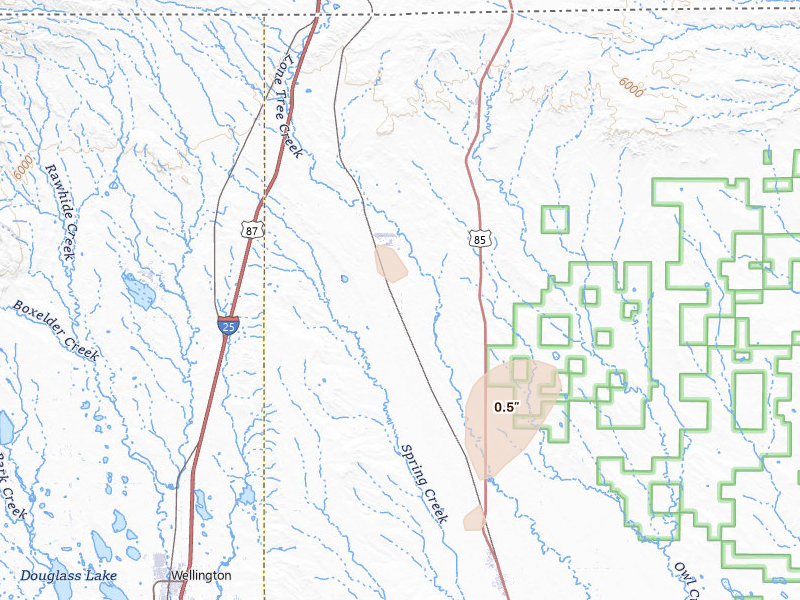 Radar-estimated hail-size map of the storm over Carr, CO on May 30, 2026