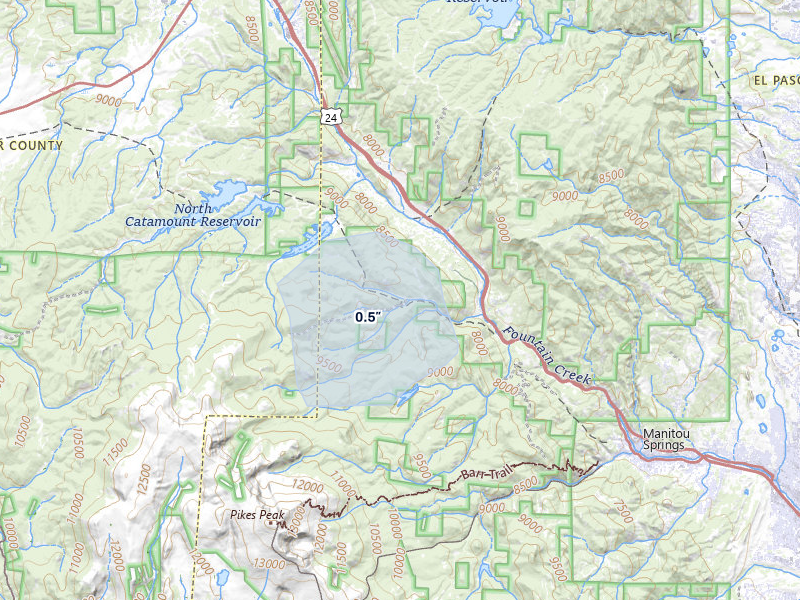 NEXRAD radar-signature map of the hail storm over Cascade, CO on May 29, 2026