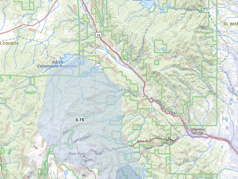 NEXRAD radar-signature map of the hail storm over Cascade, CO on Jul 31, 2026