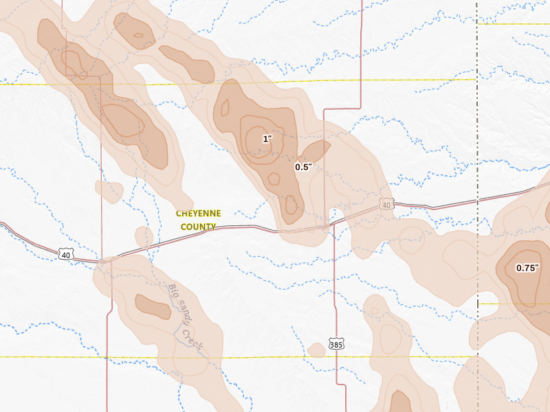 Radar-estimated hail-size map of the storm over Cheyenne Wells, CO