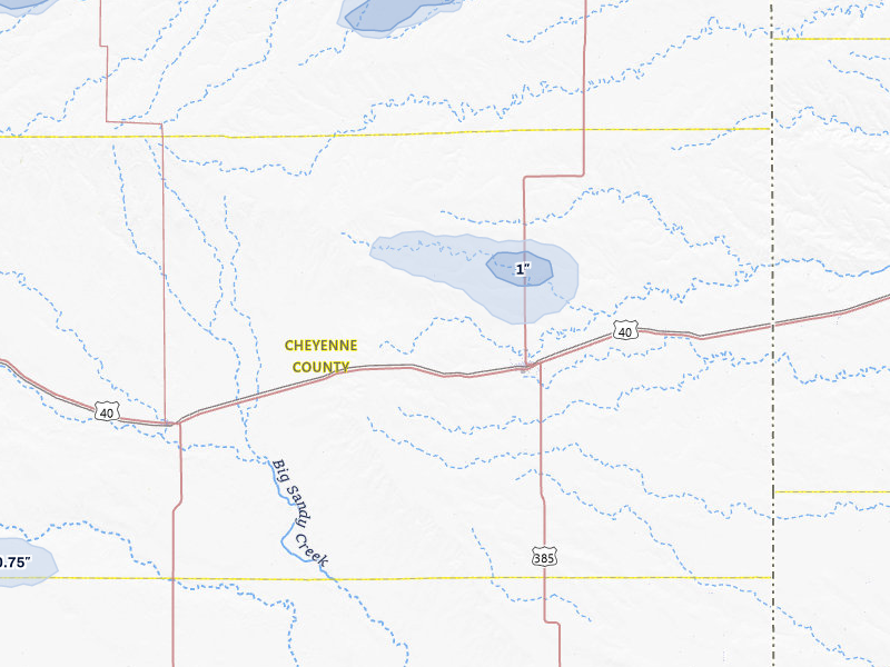 NEXRAD radar-signature map of the hail storm over Cheyenne Wells, CO on Jul 7, 2026
