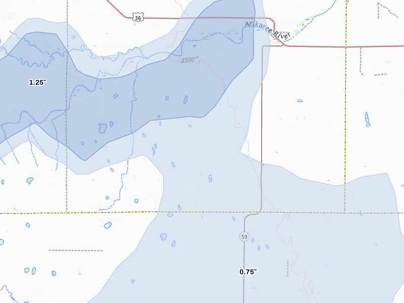 NEXRAD radar-signature map of the hail storm over Cope, CO on Jul 22, 2026
