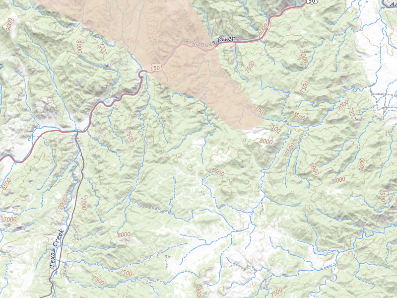 Radar-estimated hail-size map of the storm over Cotopaxi, CO on Aug 26, 2026