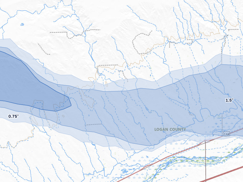 NEXRAD radar-signature map of the hail storm over Crook, CO on Aug 9, 2026