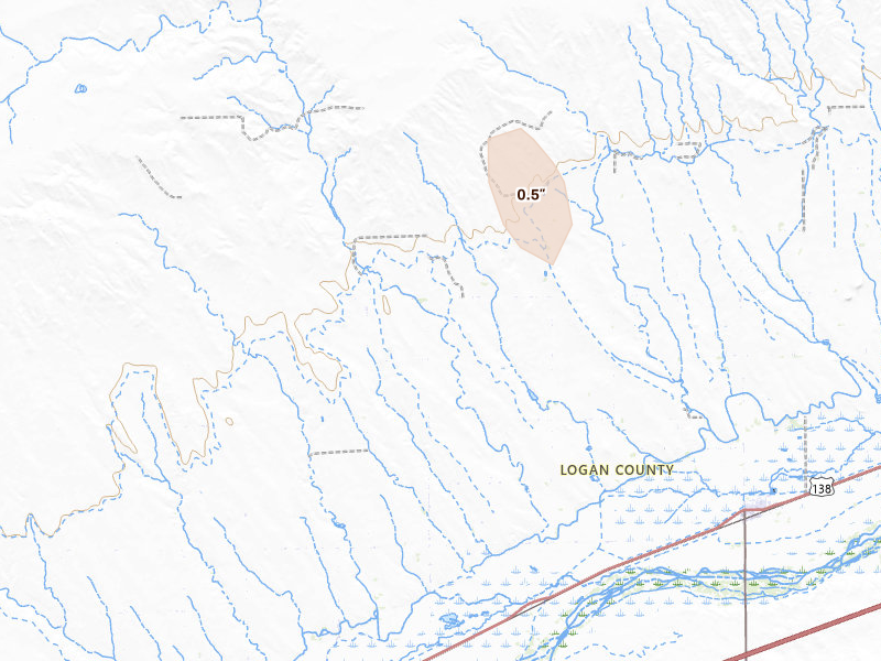 Radar-estimated hail-size map of the storm over Crook, CO on Aug 25, 2026