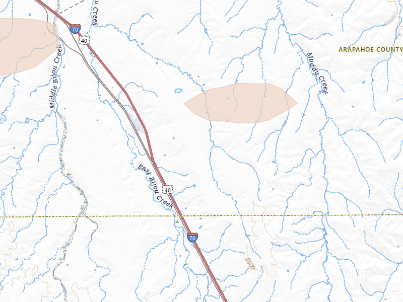 Radar-estimated hail-size map of the storm over Deer Trail, CO on Aug 15, 2026