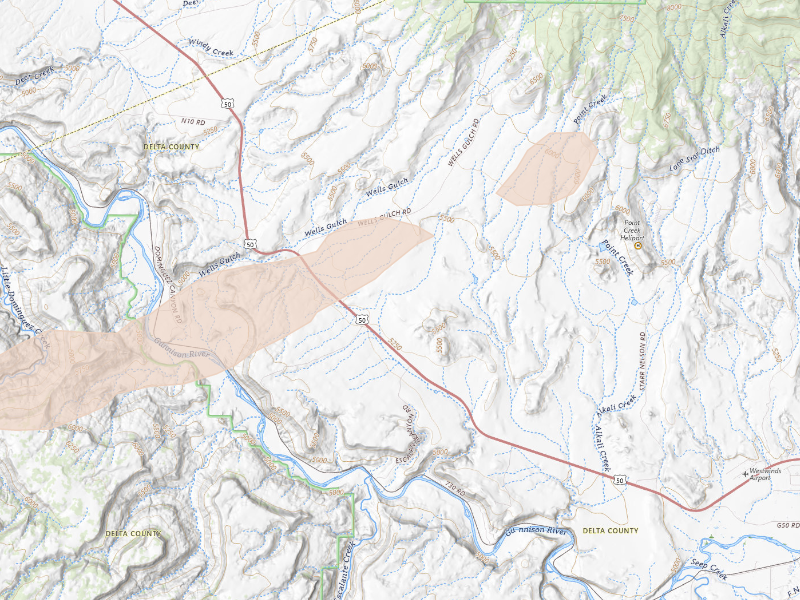 Radar-estimated hail-size map of the storm over Delta, CO