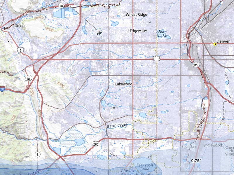 NEXRAD radar-signature map of the hail storm over Denver, CO on Aug 15, 2026