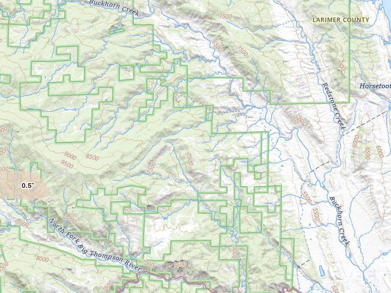 Radar-estimated hail-size map of the storm over Drake, CO on Jun 3, 2026