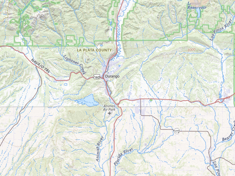 Radar-estimated hail-size map of the storm over Durango, CO on Jul 15, 2026