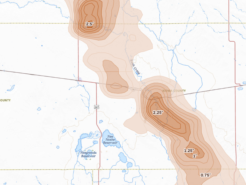 Radar-estimated hail-size map of the storm over Eads, CO