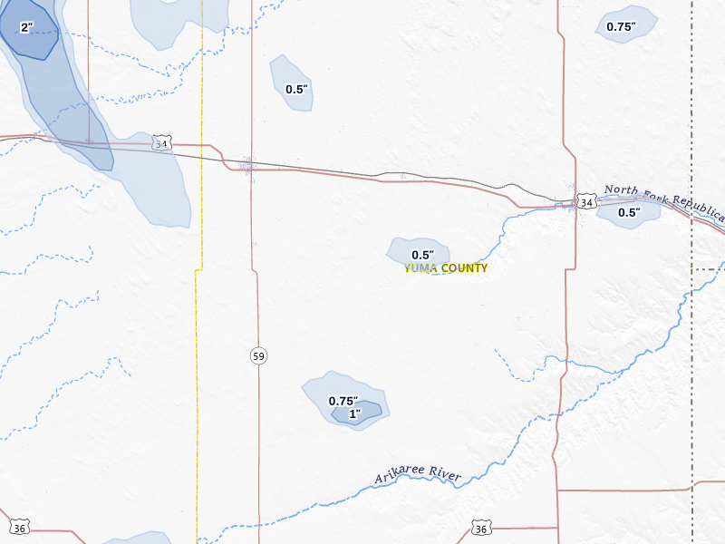 NEXRAD radar-signature map of the hail storm over Eckley, CO on Jul 9, 2026