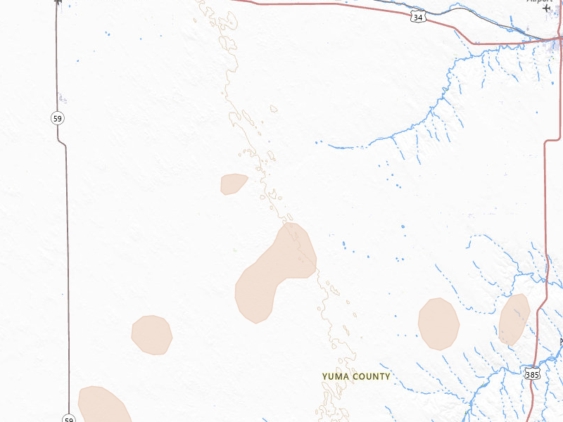 Radar-estimated hail-size map of the storm over Eckley, CO on Aug 14, 2026
