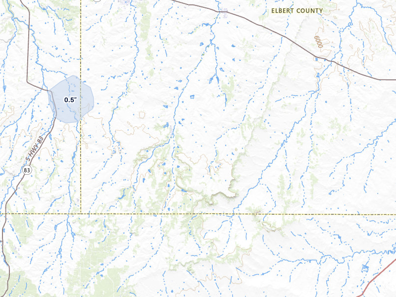 NEXRAD radar-signature map of the hail storm over Elbert, CO on Jun 25, 2026