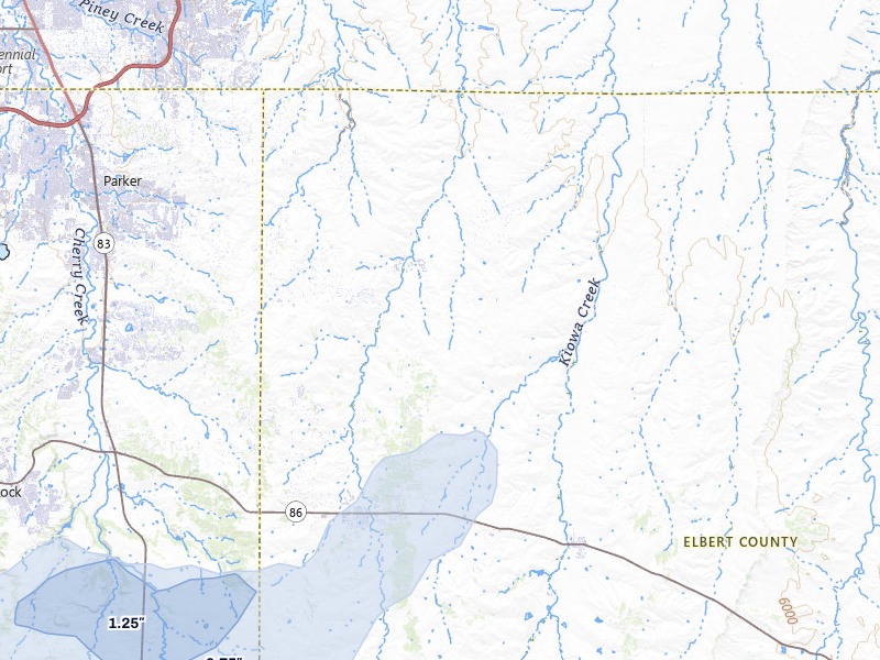 NEXRAD radar-signature map of the hail storm over Elizabeth, CO on May 29, 2026