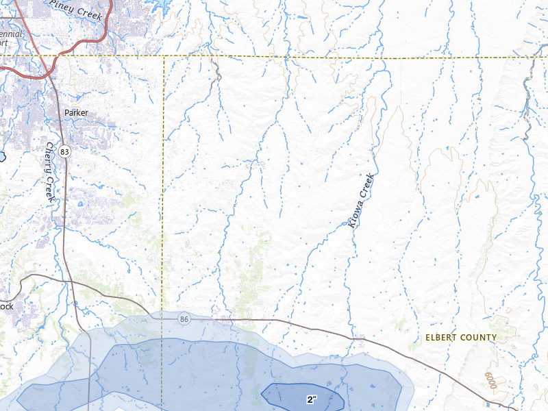 NEXRAD radar-signature map of the hail storm over Elizabeth, CO on Jun 26, 2026