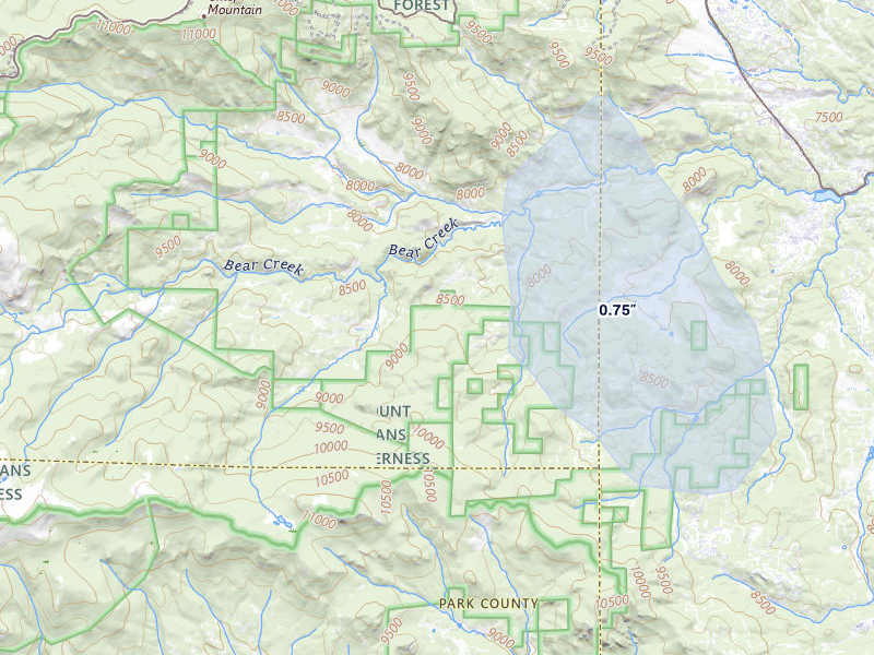 NEXRAD radar-signature map of the hail storm over Evergreen, CO on Jul 31, 2026